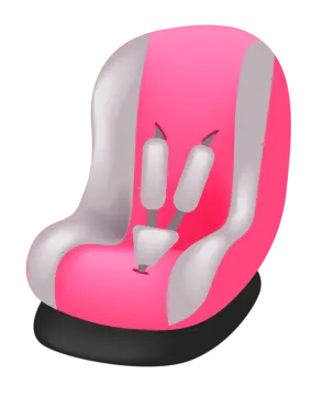 a pink and gray car seat