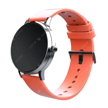 a smart watch with an orange band