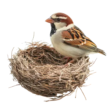 a small bird sitting on top of a nest