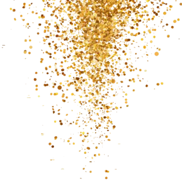 a bunch of gold glitter on a white background