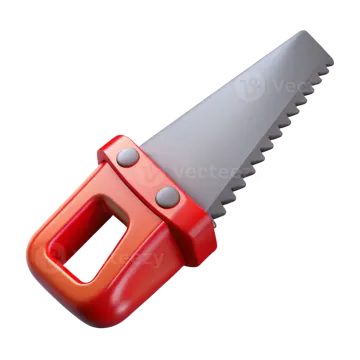 a red and gray saw on a white background