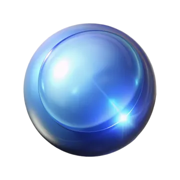 a shiny blue ball on a white background