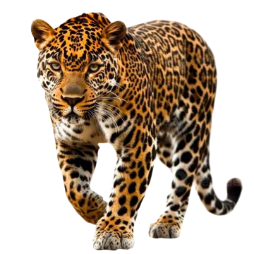 a jaguar walking on a white background