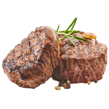 two steaks on a white background