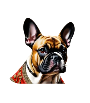 a brown and white dog wearing a red collar