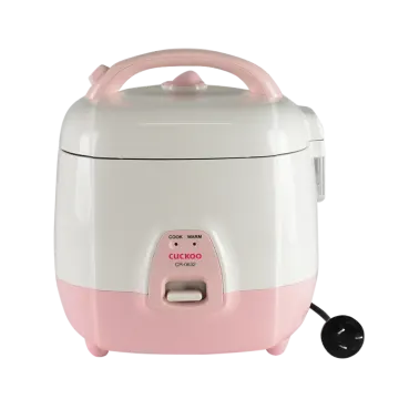 a pink and white rice cooker