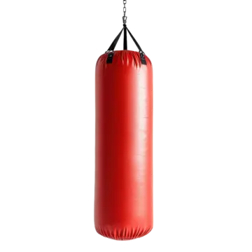 a red punching bag on a white background