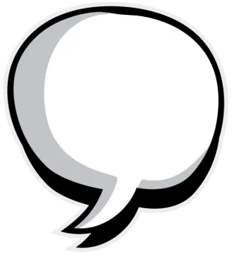 a black and white speech bubble