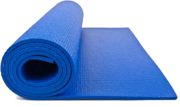 a blue yoga mat on a white background