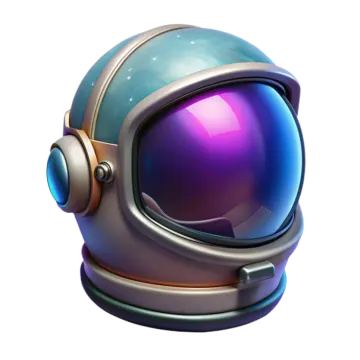 an astronaut helmet with a purple and blue face