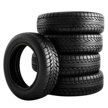 a stack of tires on a white background