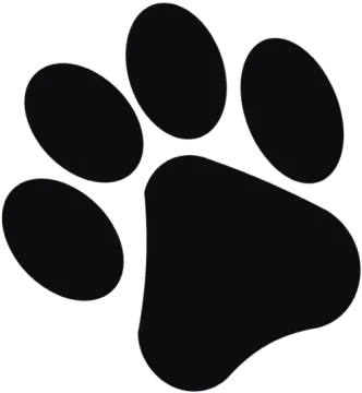 a black paw print on a white background