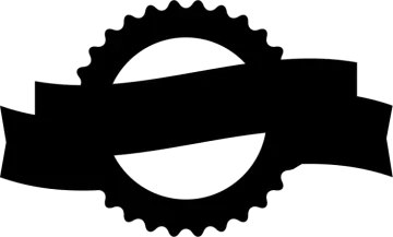 a black and white silhouette of a gear wheel