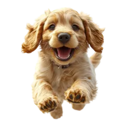 a small dog is jumping in the air