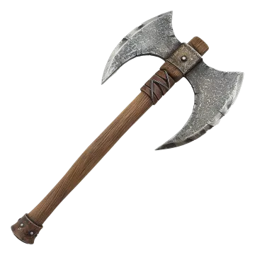 a large axe with a wooden handle