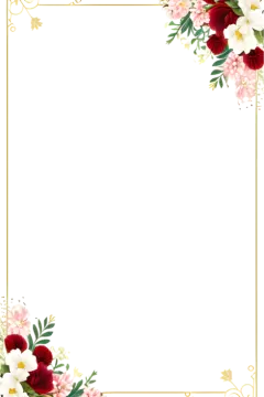 a floral frame with red and white flowers