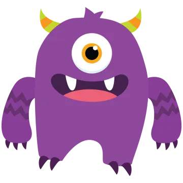 a purple monster with horns and big eyes