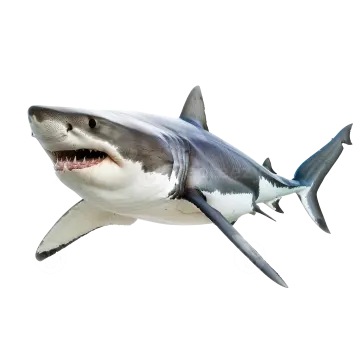 a great white shark with its mouth open