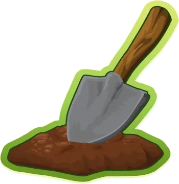 a shovel in the ground