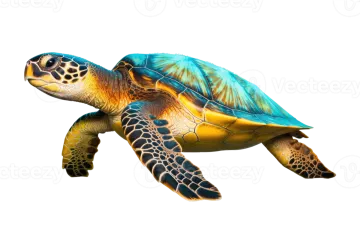 a green sea turtle on a white background