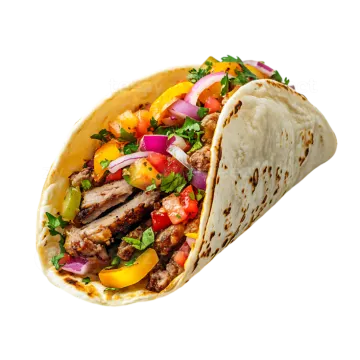 a burritoa filled with meat and vegetables