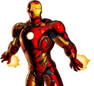 a cartoon iron man standing with his arms out