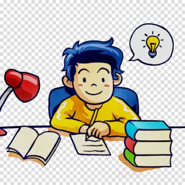 a person sitting at a desk with books and a lamp