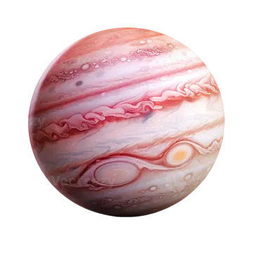 a red and white planet on a white background