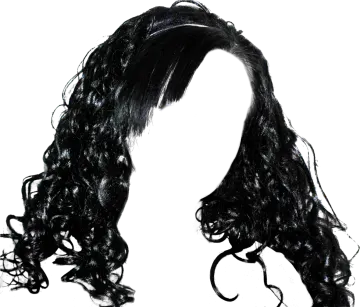a black wig with long curly hair