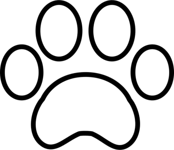 a black and white paw print