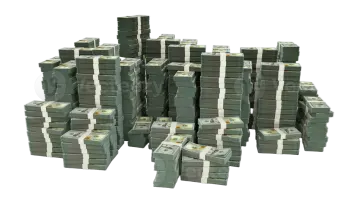 stacks of money on a white background