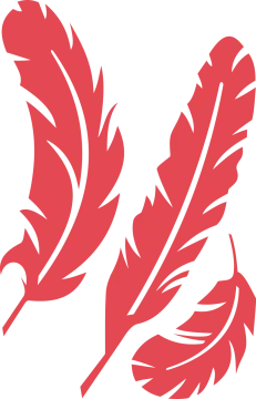 two red feathers on a white background