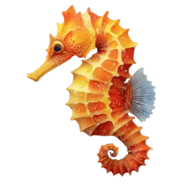 a seahorse with orange and yellow colors