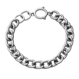 a silver bracelet on a white background