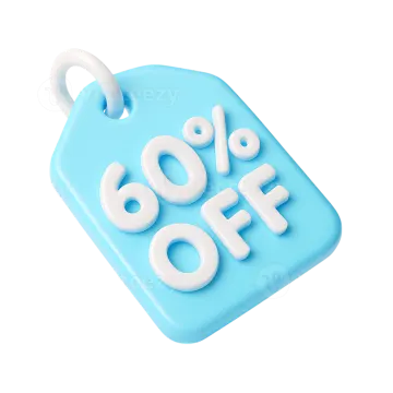 a blue and white dog tag with the word sale on it