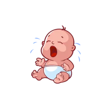 a baby crying with its mouth open