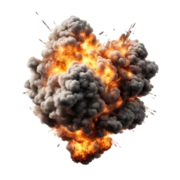 a large explosion of black smoke on a white background