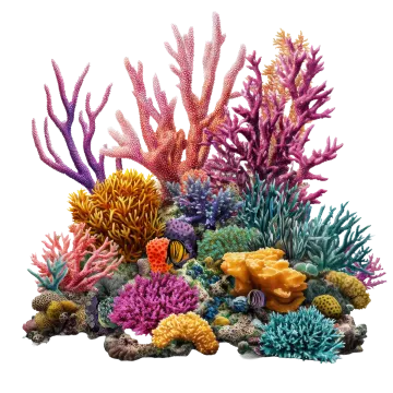 a coral reef with many colorful corals