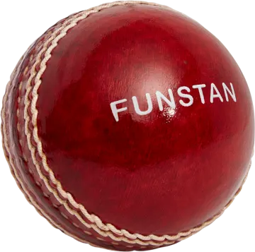 a red leather cricket ball on a white background