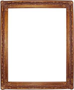 an antique gold frame on a white background