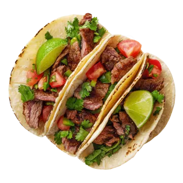 two beef tacos on a white background