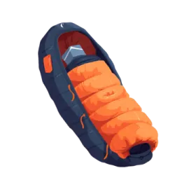 an orange sleeping bag on a white background