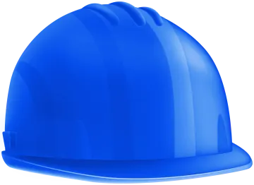 a blue hard hat