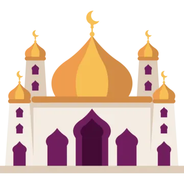 a mosque with two domes and a crescent