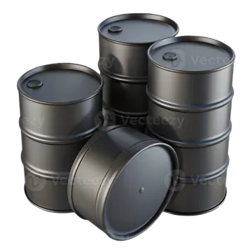 a group of black oil barrels