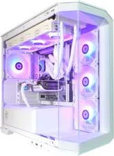 a white and purple computer case