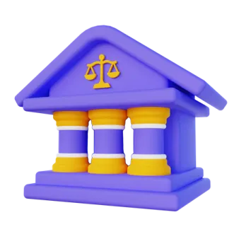 a purple house with a gold scale on top of it