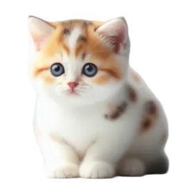 a small orange and white kitten with blue eyes