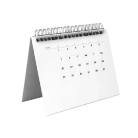 a desk calendar on a white background