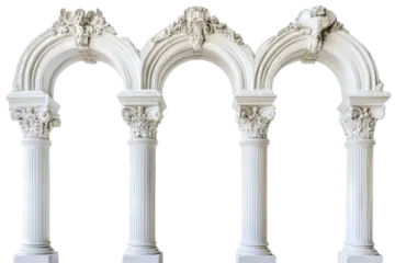 a set of four white marble columns
